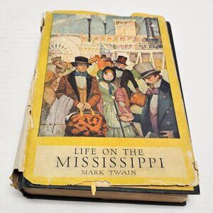 Vintage 20s 1917 Life on the Mississippi Mark Twain Hardcover Book Rare Gift